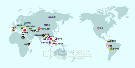 2020년~2023년까지 23개국에서 41개 사업을 추진한 한국형 스마트시티. 자료 국토부